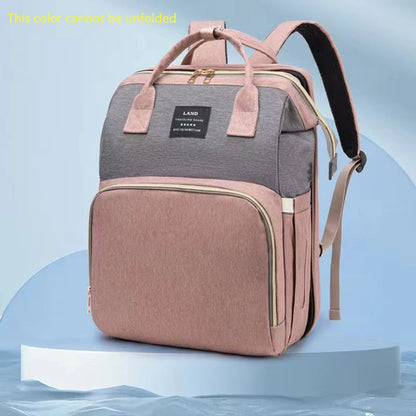 Folding Mommy Bag Lightweight Portable Folding Crib Bed Large-capacity Baby Backpack Female Mommy Outting Bag Mummy Bag - ZOOMNSTORE