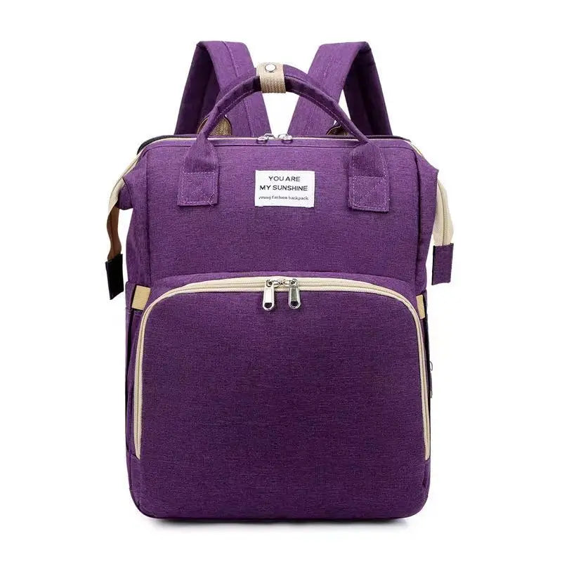 Folding Mommy Bag Lightweight Portable Folding Crib Bed Large-capacity Baby Backpack Female Mommy Outting Bag Mummy Bag - ZOOMNSTORE