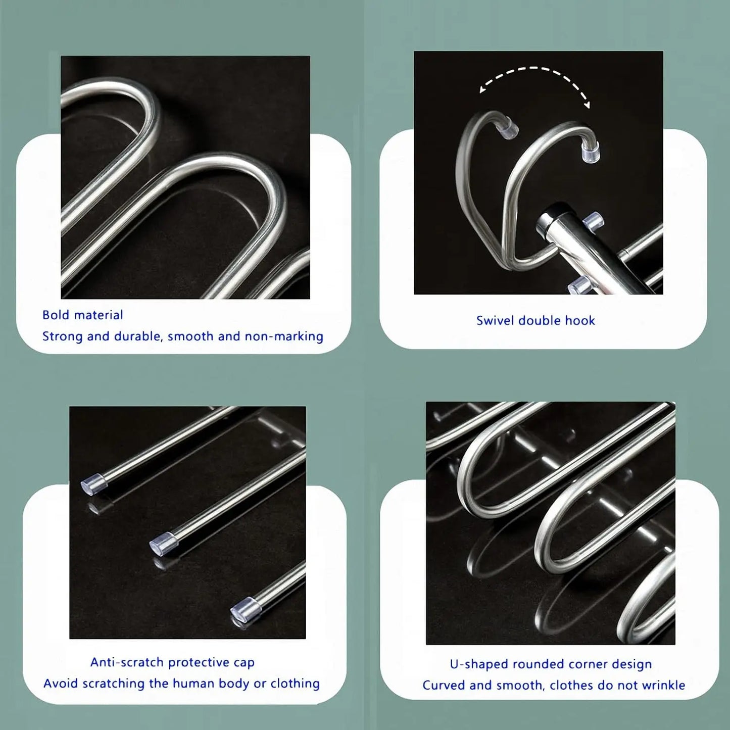 Folding Pants Hanger - Space Saving Stainless Steel Multi Layer Pants Rack | Durable Non Slip Closet Organizer - ZOOMNSTORE