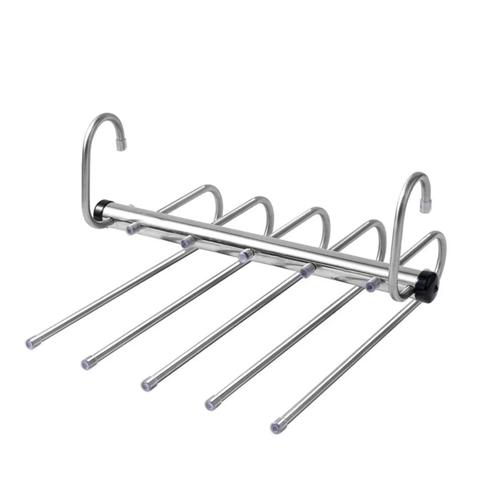 Folding Pants Hanger - Space Saving Stainless Steel Multi Layer Pants Rack | Durable Non Slip Closet Organizer - ZOOMNSTORE