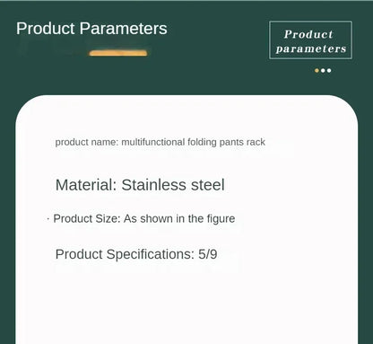 Folding Pants Hanger - Stainless Steel Multi Layer Clothes Rack Organizer | Space Saving Wardrobe Storage - ZOOMNSTORE