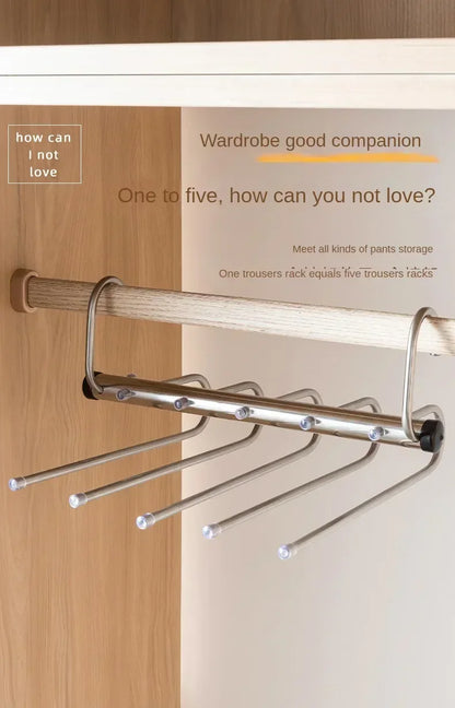 Folding Pants Hanger - Stainless Steel Multi Layer Clothes Rack Organizer | Space Saving Wardrobe Storage - ZOOMNSTORE