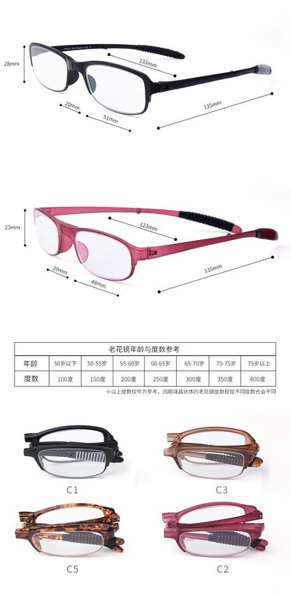 Folding Reading Glasses – Ultralight TR90 Frame Portable Eyeglasses With Anti Blue Light Lens - ZOOMNSTORE