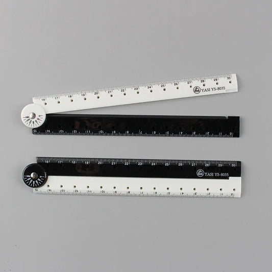Bview Art 1pcs Folding ruler black and white simple ruler graphic folding ruler student learning supplies creative stationery - ZOOMNSTORE
