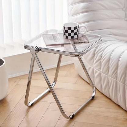 Folding Transparent Coffee Table - Stylish Side Table for Living Room  Balcony - ZOOMNSTORE