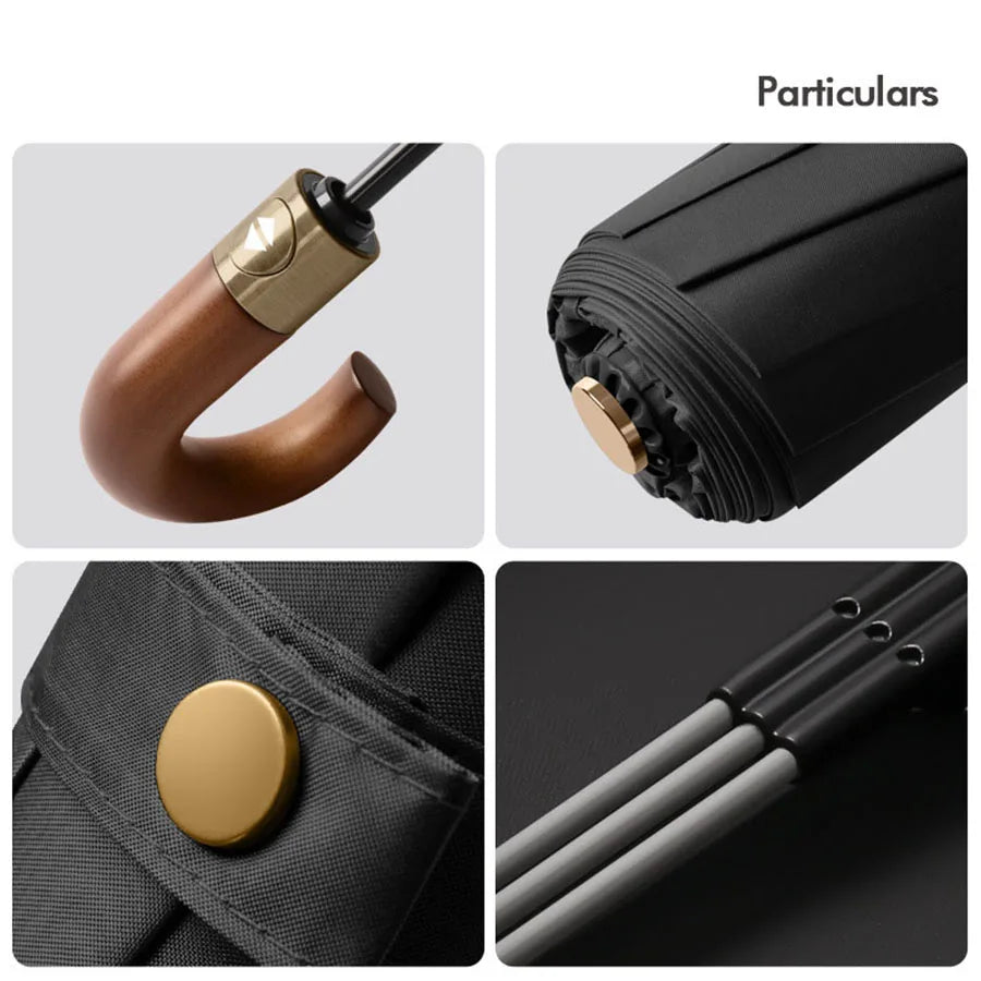 Windproof UV protection casual folding UPF50+automatic umbrella handle curved handle design, stylish design compact sun and rain - ZOOMNSTORE