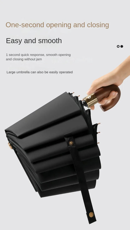 Windproof UV protection casual folding UPF50+automatic umbrella handle curved handle design, stylish design compact sun and rain - ZOOMNSTORE