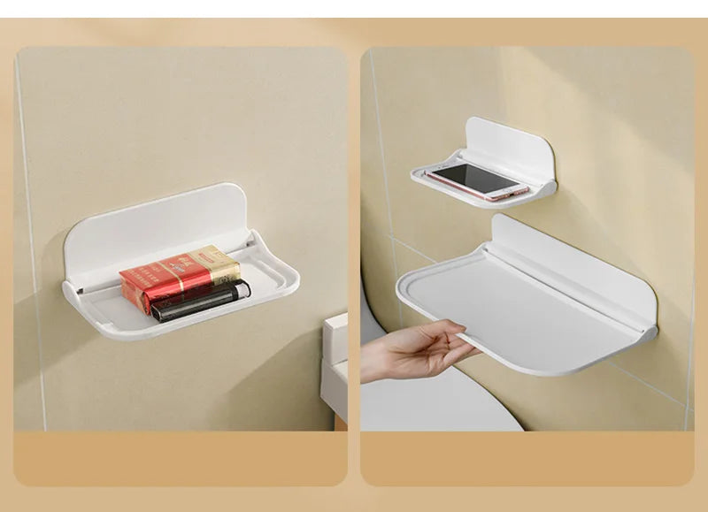 Folding Wall Shelf - Space Saving Foldable Storage Rack & Mobile Phone Holder Tray - ZOOMNSTORE