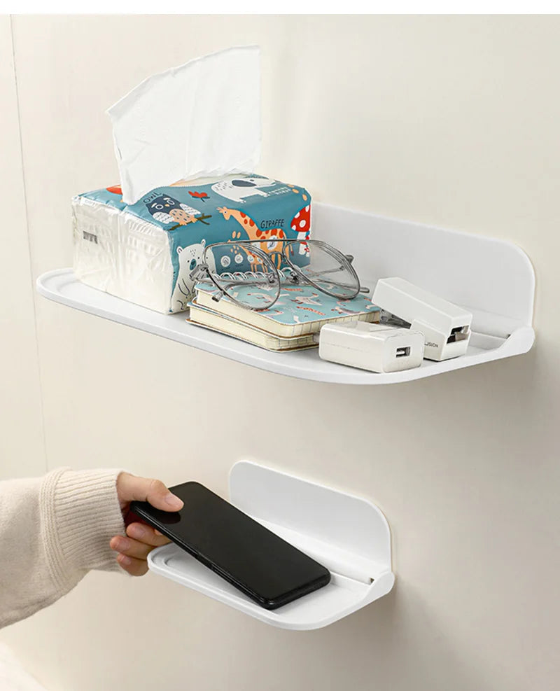 Folding Wall Shelf - Space Saving Foldable Storage Rack & Mobile Phone Holder Tray - ZOOMNSTORE