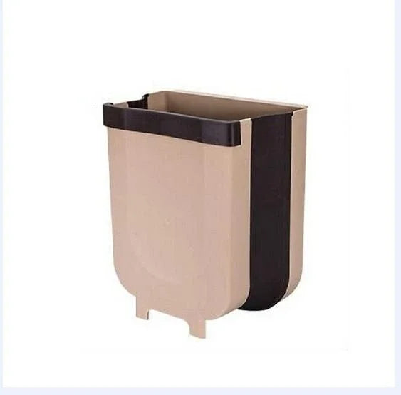 Folding Waste Bin - 9L Kitchen  Car Trash Can Wall Mounted Bathroom Storage - ZOOMNSTORE