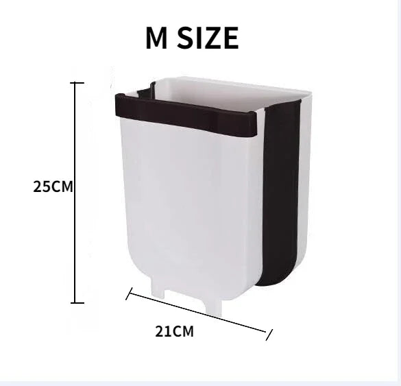 Folding Waste Bin - 9L Kitchen  Car Trash Can Wall Mounted Bathroom Storage - ZOOMNSTORE