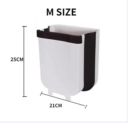 Folding Waste Bin - 9L Kitchen  Car Trash Can Wall Mounted Bathroom Storage - ZOOMNSTORE