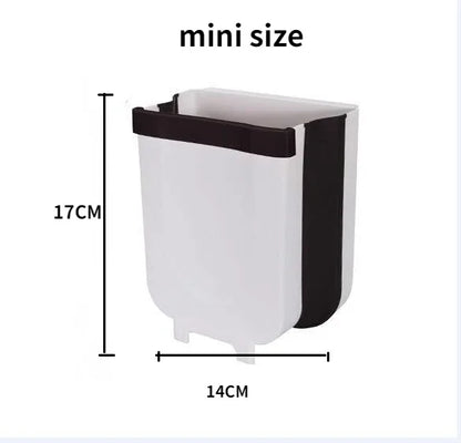 Folding Waste Bin - 9L Kitchen  Car Trash Can Wall Mounted Bathroom Storage - ZOOMNSTORE