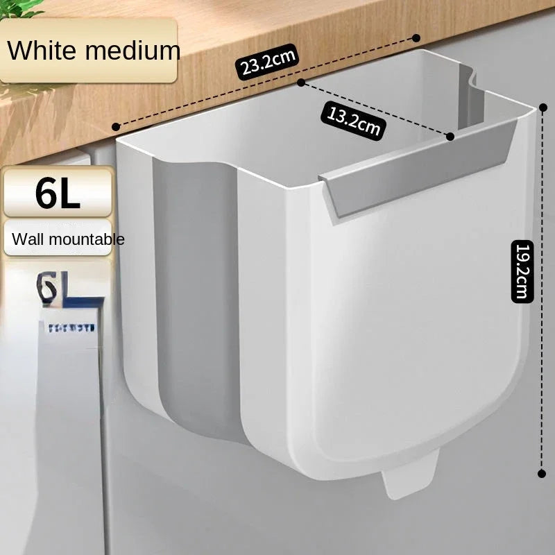 Folding Waste Bin - 9L Kitchen  Car Trash Can Wall Mounted Bathroom Storage - ZOOMNSTORE