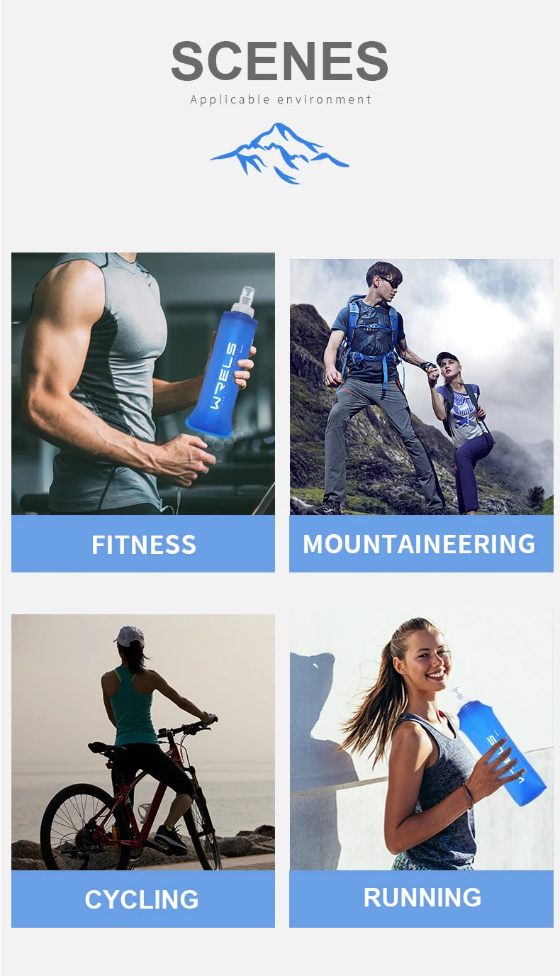 Folding Water Bottle – Collapsible Soft Flask TPU, Lightweight BPA Free Sports Bottle - ZOOMNSTORE