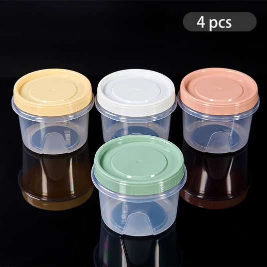 Food Storage Container - 4 Pcs 500ml Round Fresh Keeping Box | Microwave Safe Kitchen Storage - ZOOMNSTORE