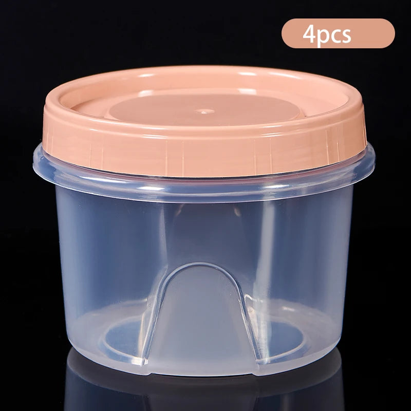 Food Storage Container - 4 Pcs 500ml Round Fresh Keeping Box | Microwave Safe Kitchen Storage - ZOOMNSTORE