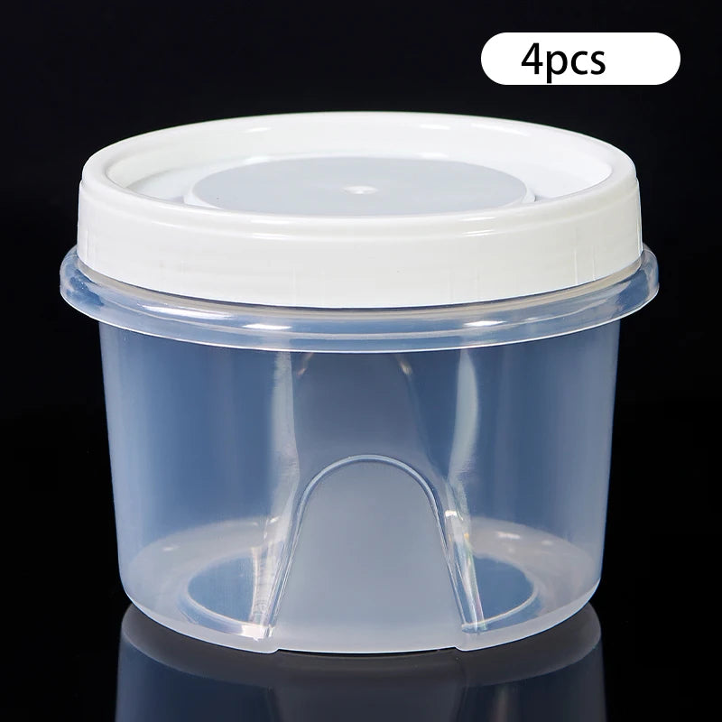 Food Storage Container - 4 Pcs 500ml Round Fresh Keeping Box | Microwave Safe Kitchen Storage - ZOOMNSTORE
