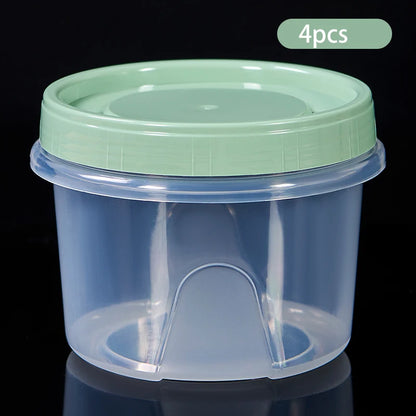 Food Storage Container - 4 Pcs 500ml Round Fresh Keeping Box | Microwave Safe Kitchen Storage - ZOOMNSTORE