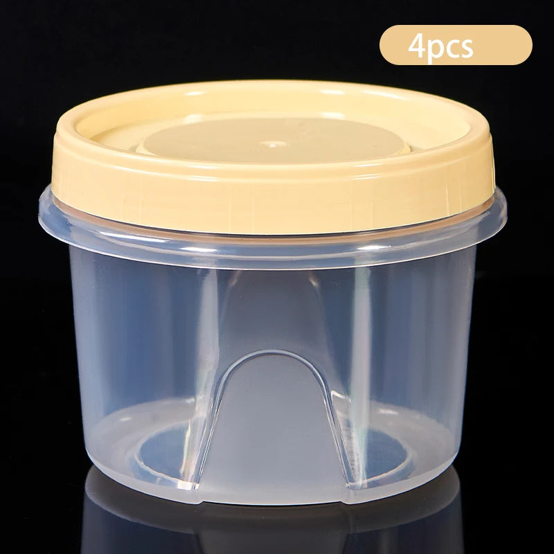 Food Storage Container - 4 Pcs 500ml Round Fresh Keeping Box | Microwave Safe Kitchen Storage - ZOOMNSTORE