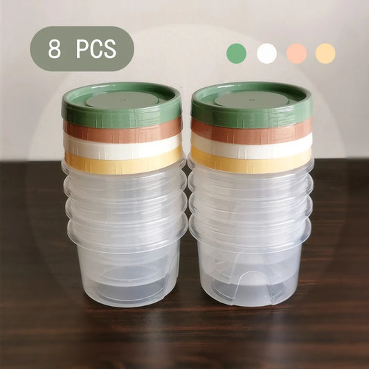 Food Storage Containers - 8 Pcs 500ml Round Airtight Food Grade Plastic Boxes - ZOOMNSTORE