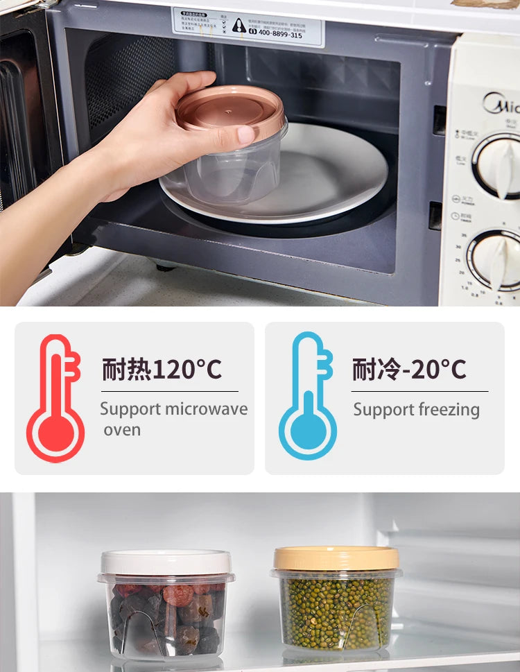 Food Storage Containers - 8 Pcs 500ml Round Airtight Food Grade Plastic Boxes - ZOOMNSTORE