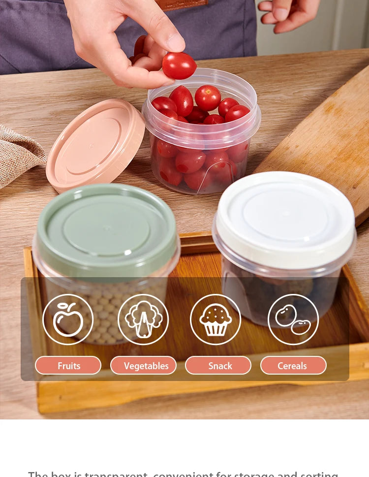 Food Storage Containers - 8 Pcs 500ml Round Airtight Food Grade Plastic Boxes - ZOOMNSTORE