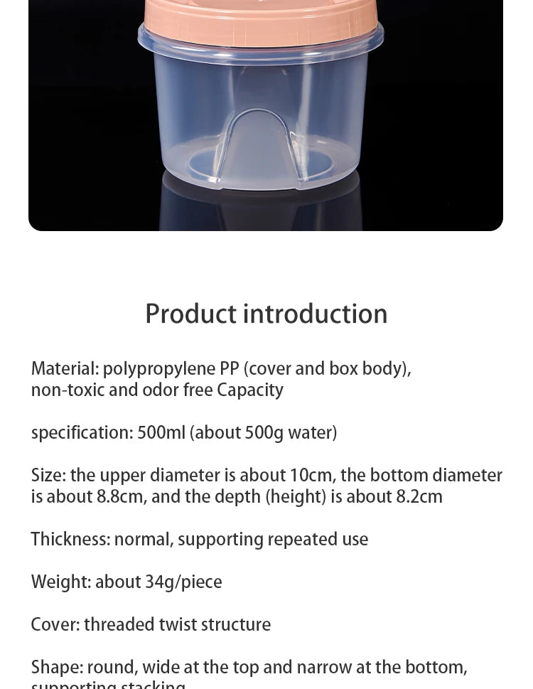 Food Storage Containers - 8 Pcs 500ml Round Airtight Food Grade Plastic Boxes - ZOOMNSTORE