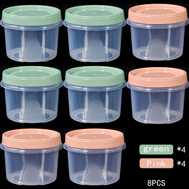 Food Storage Containers - 8 Pcs 500ml Round Airtight Food Grade Plastic Boxes - ZOOMNSTORE