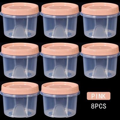 Food Storage Containers - 8 Pcs 500ml Round Airtight Food Grade Plastic Boxes - ZOOMNSTORE