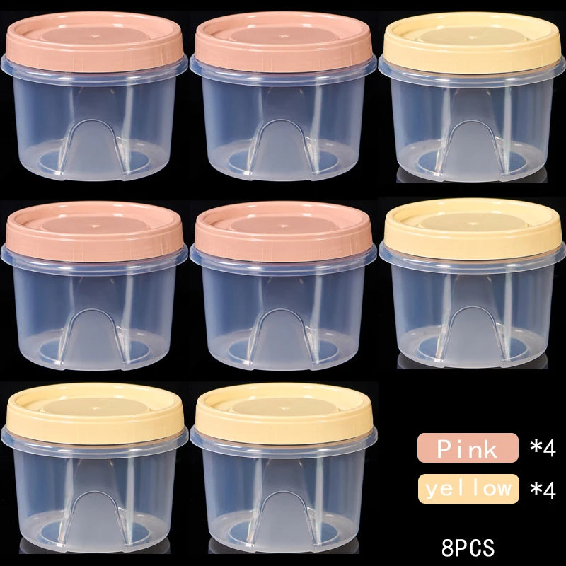 Food Storage Containers - 8 Pcs 500ml Round Airtight Food Grade Plastic Boxes - ZOOMNSTORE