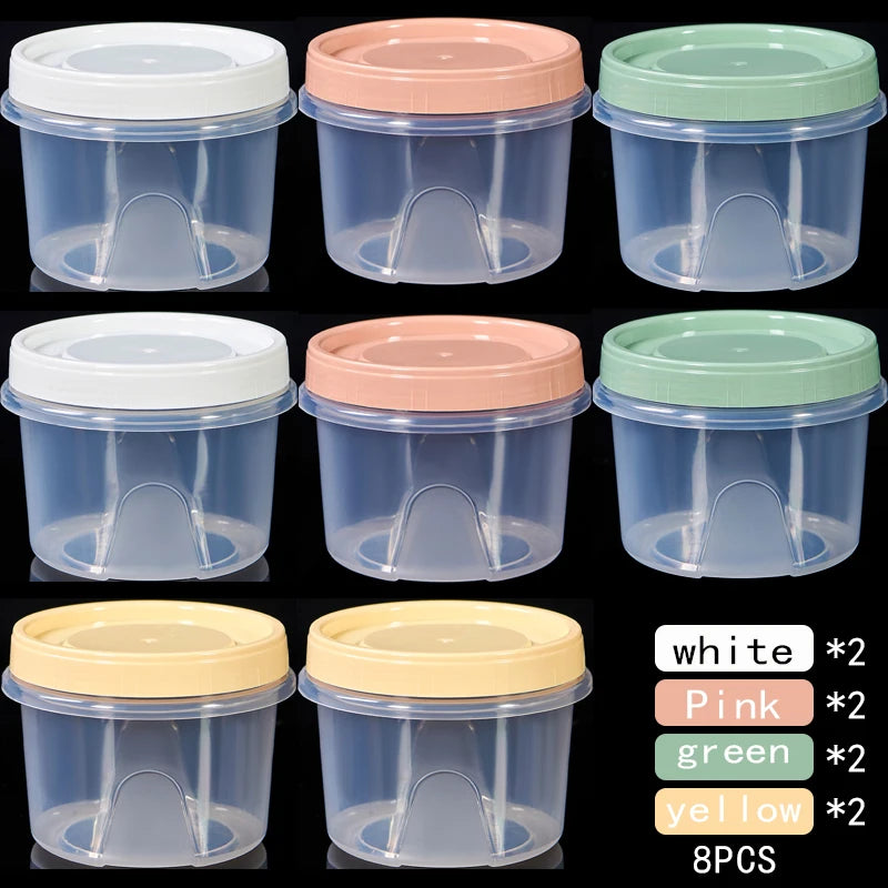 Food Storage Containers - 8 Pcs 500ml Round Airtight Food Grade Plastic Boxes - ZOOMNSTORE