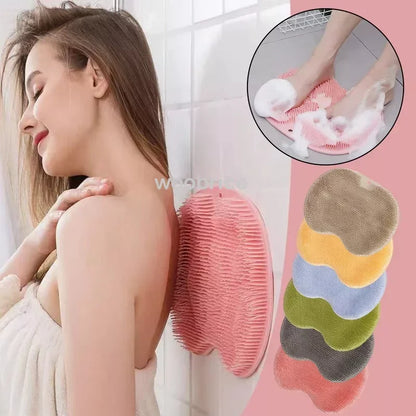 Silicone Rub Back Brush Bathroom Non-slip Wash Foot Pad Massage Shower Mat with Sucker Bath Massage Foot Exfoliating Brush Pad - ZOOMNSTORE