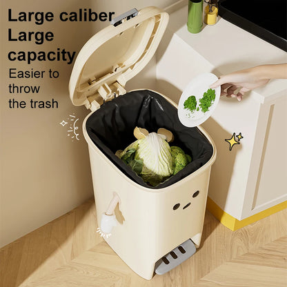 Large Capacity Foot Pedal Trash Can - 10L20L Kitchen  Dorm Room Bin - ZOOMNSTORE