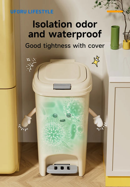 Large Capacity Foot Pedal Trash Can - 10L20L Kitchen  Dorm Room Bin - ZOOMNSTORE