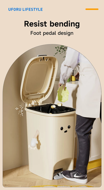 Large Capacity Foot Pedal Trash Can - 10L20L Kitchen  Dorm Room Bin - ZOOMNSTORE