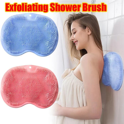 Body Shower Foot Scrubber Brush Wash The Body Cleanser Silicone Sponge Bath Massage Mat Back Brush Wall Mounted with Suction Cup - ZOOMNSTORE