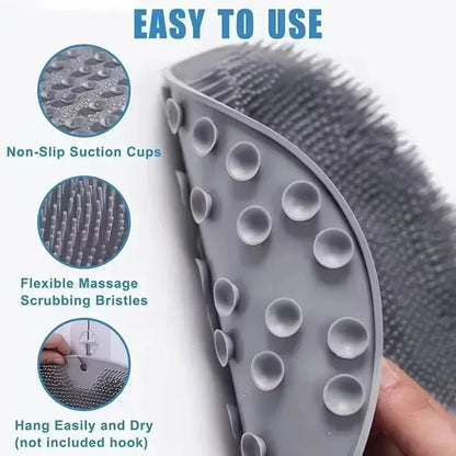 Body Shower Foot Scrubber Brush Wash The Body Cleanser Silicone Sponge Bath Massage Mat Back Brush Wall Mounted with Suction Cup - ZOOMNSTORE