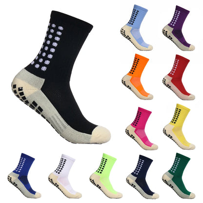 Football Grip Socks – Men Mid Calf Non Slip Running Sports Socks With Glue Dispenser - ZOOMNSTORE
