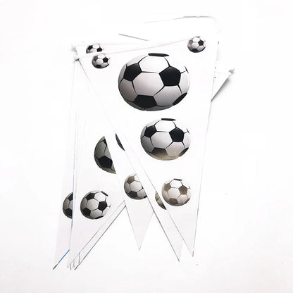 White Football Birthday Party Tableware Set - Disposable Plates Napkins Cups - ZOOMNSTORE