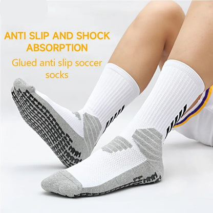 Football Socks Men - Thickened Cotton Medium Tube Anti Slip Soccer Socks With Cushioning - ZOOMNSTORE