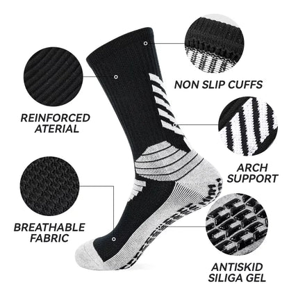 Football Socks Men - Thickened Cotton Medium Tube Anti Slip Soccer Socks With Cushioning - ZOOMNSTORE