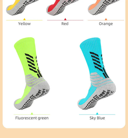 Football Socks Men - Thickened Cotton Medium Tube Anti Slip Soccer Socks With Cushioning - ZOOMNSTORE