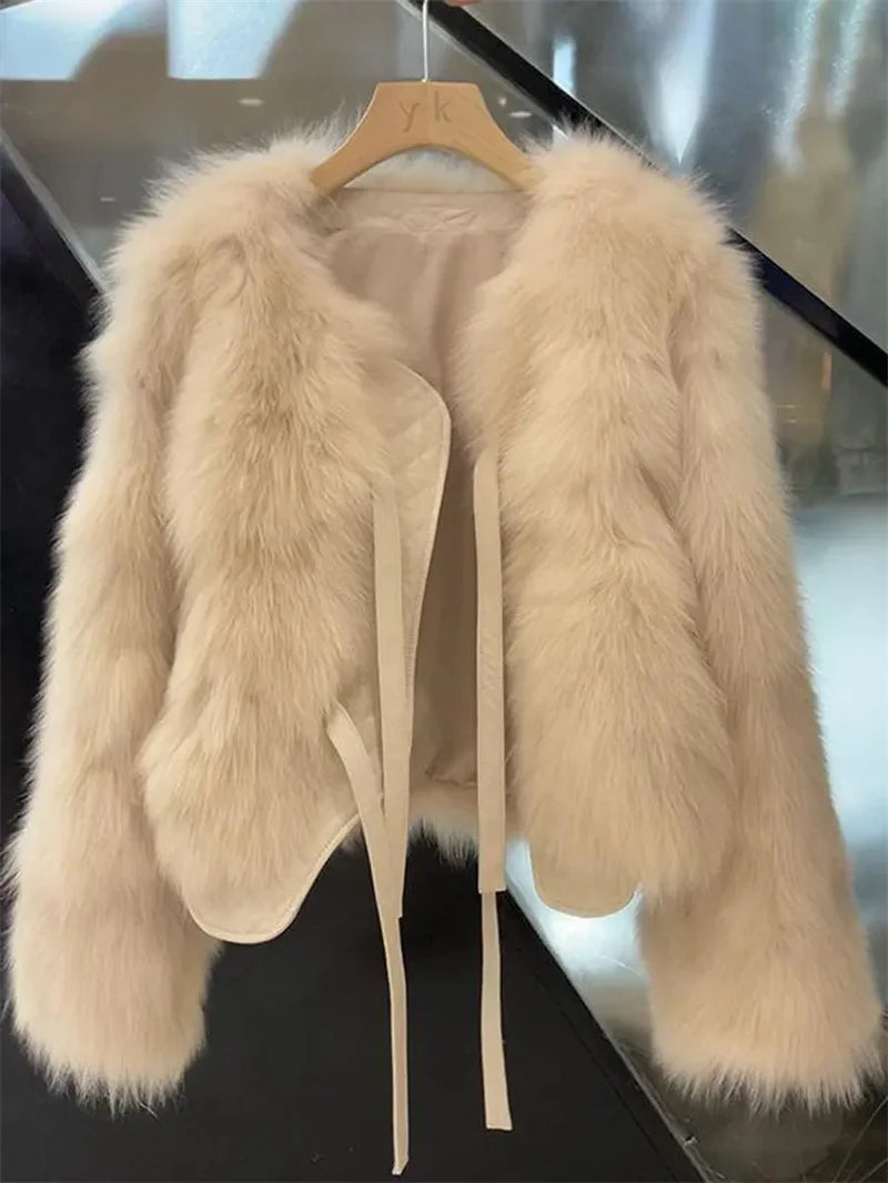 Fox Fur Grass Coat - Womens Short AutumnWinter Jacket 2024 - ZOOMNSTORE