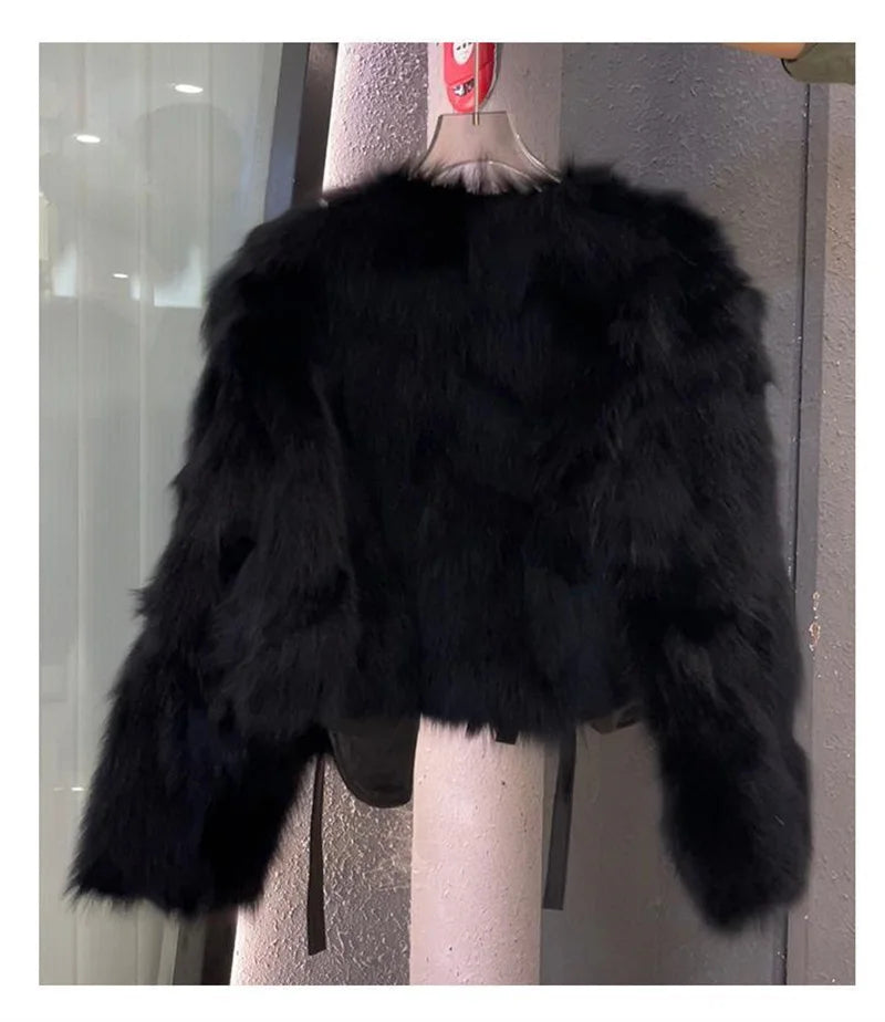 Fox Fur Grass Coat - Womens Short AutumnWinter Jacket 2024 - ZOOMNSTORE