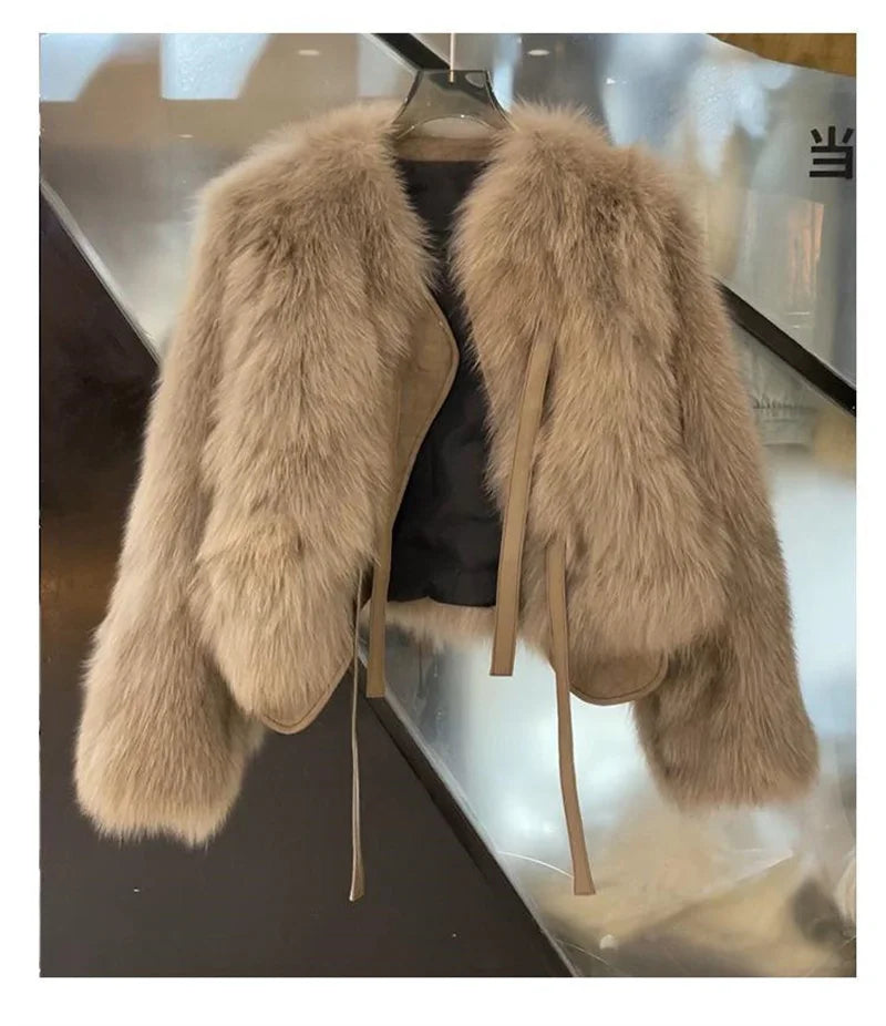 Fox Fur Grass Coat - Womens Short AutumnWinter Jacket 2024 - ZOOMNSTORE