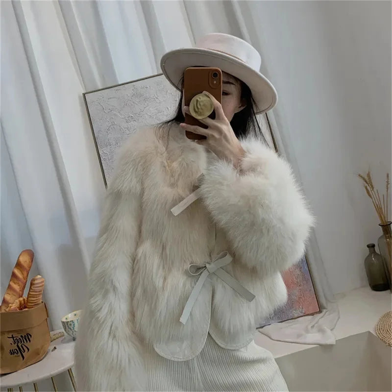 Fox Fur Grass Coat - Womens Short AutumnWinter Jacket 2024 - ZOOMNSTORE