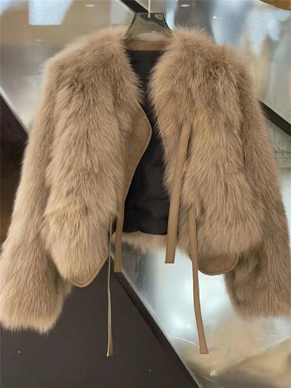Fox Fur Grass Coat - Womens Short AutumnWinter Jacket 2024 - ZOOMNSTORE