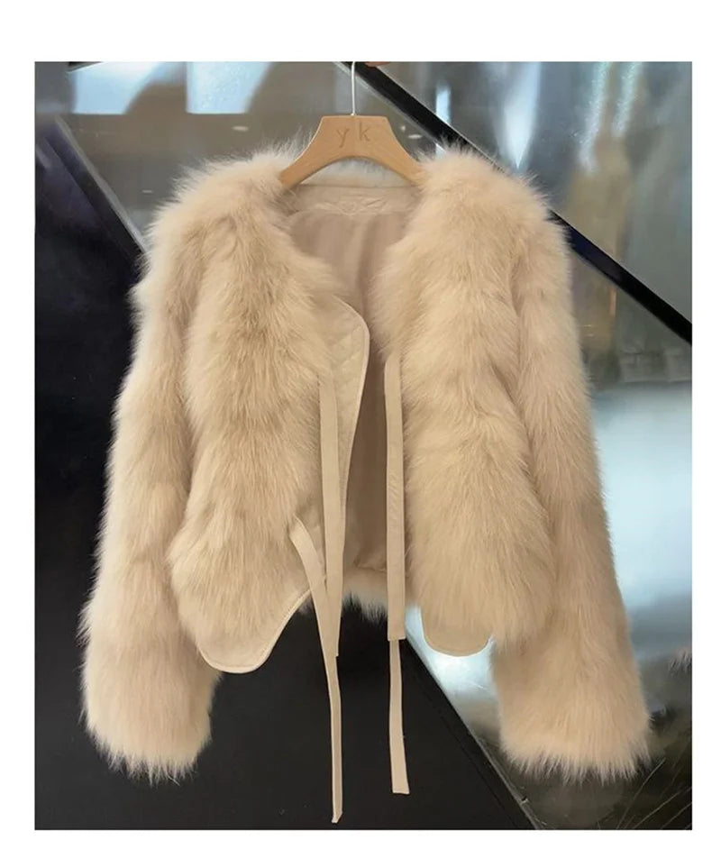 Fox Fur Grass Coat - Womens Short AutumnWinter Jacket 2024 - ZOOMNSTORE