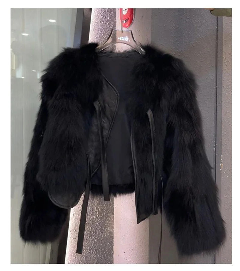 Fox Fur Grass Coat - Womens Short AutumnWinter Jacket 2024 - ZOOMNSTORE